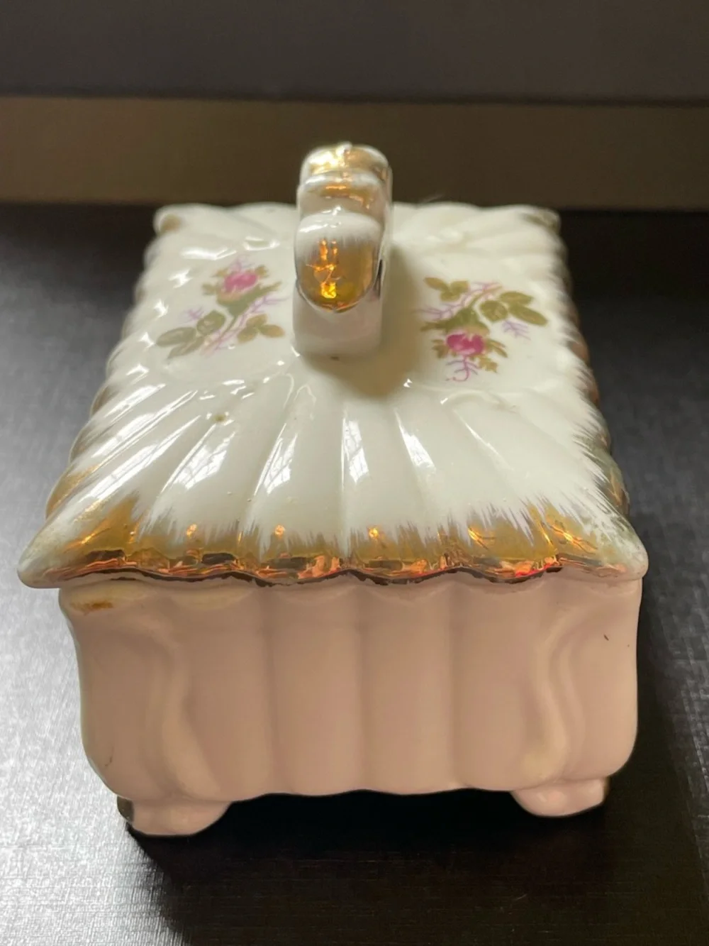 Vtg Porcelain Floral Trinket Dishes & Box Del Coronado Nasco Japan Moss Rose